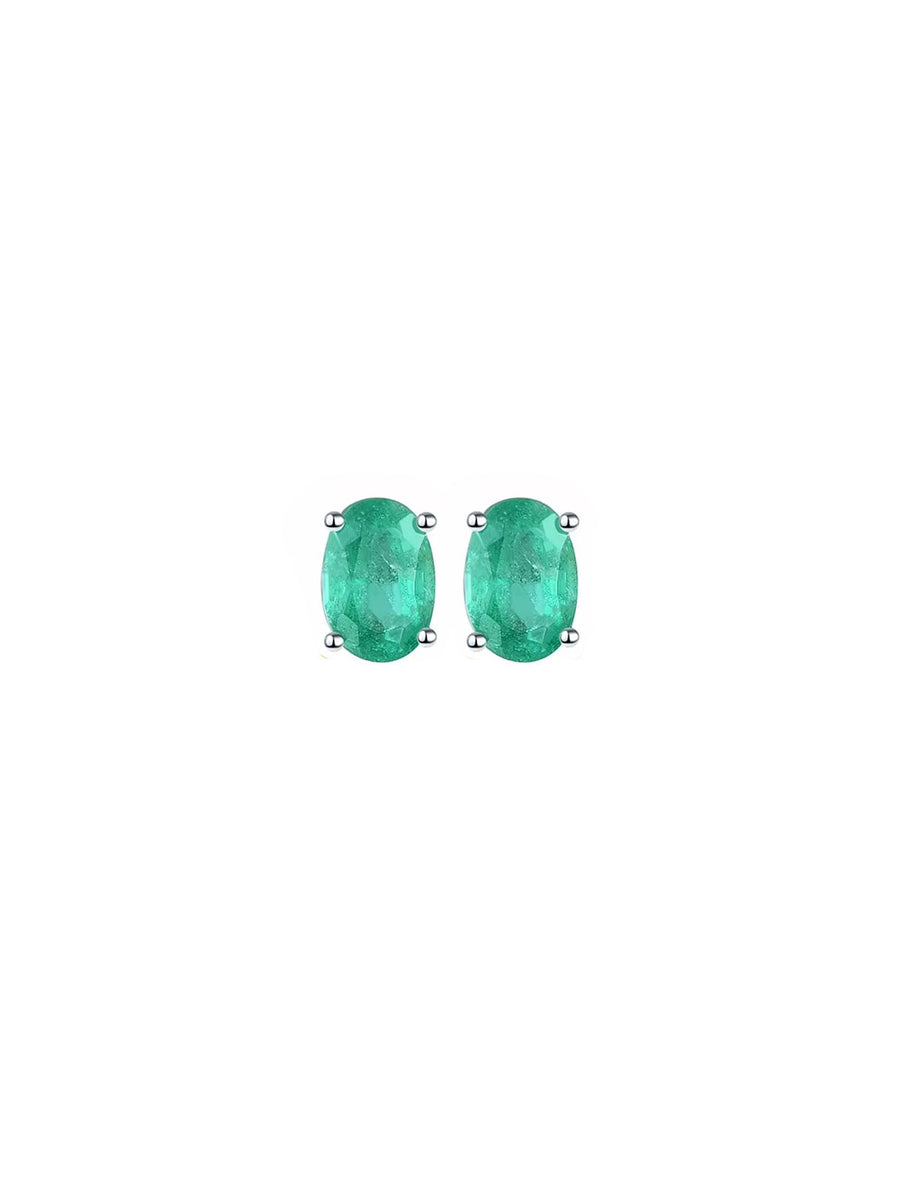 4.81ct Emerald 18K Gold Oval Stud Earrings
