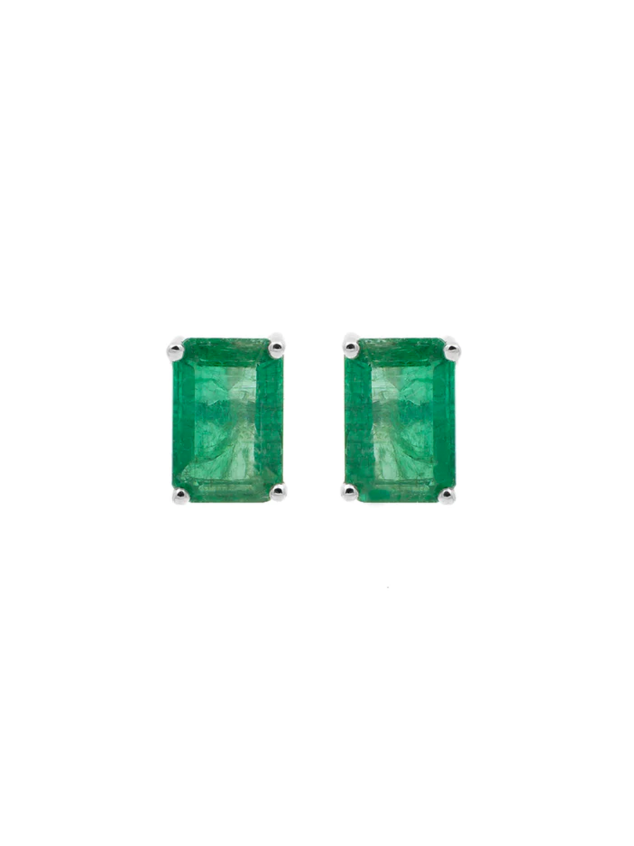 3.23ct Emerald 18K Gold Emerald Cut Stud Earrings