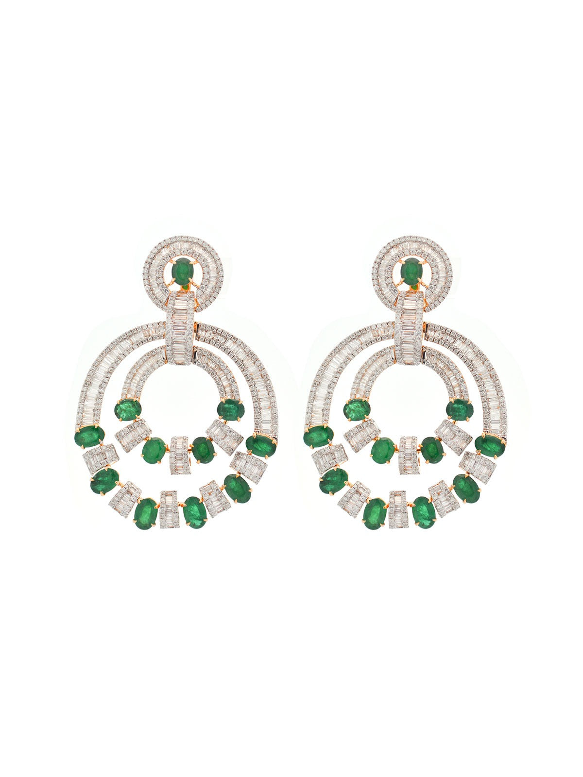 16.92ct Diamond Emerald 14K Gold Statement Earrings Wish Fine Jewelry