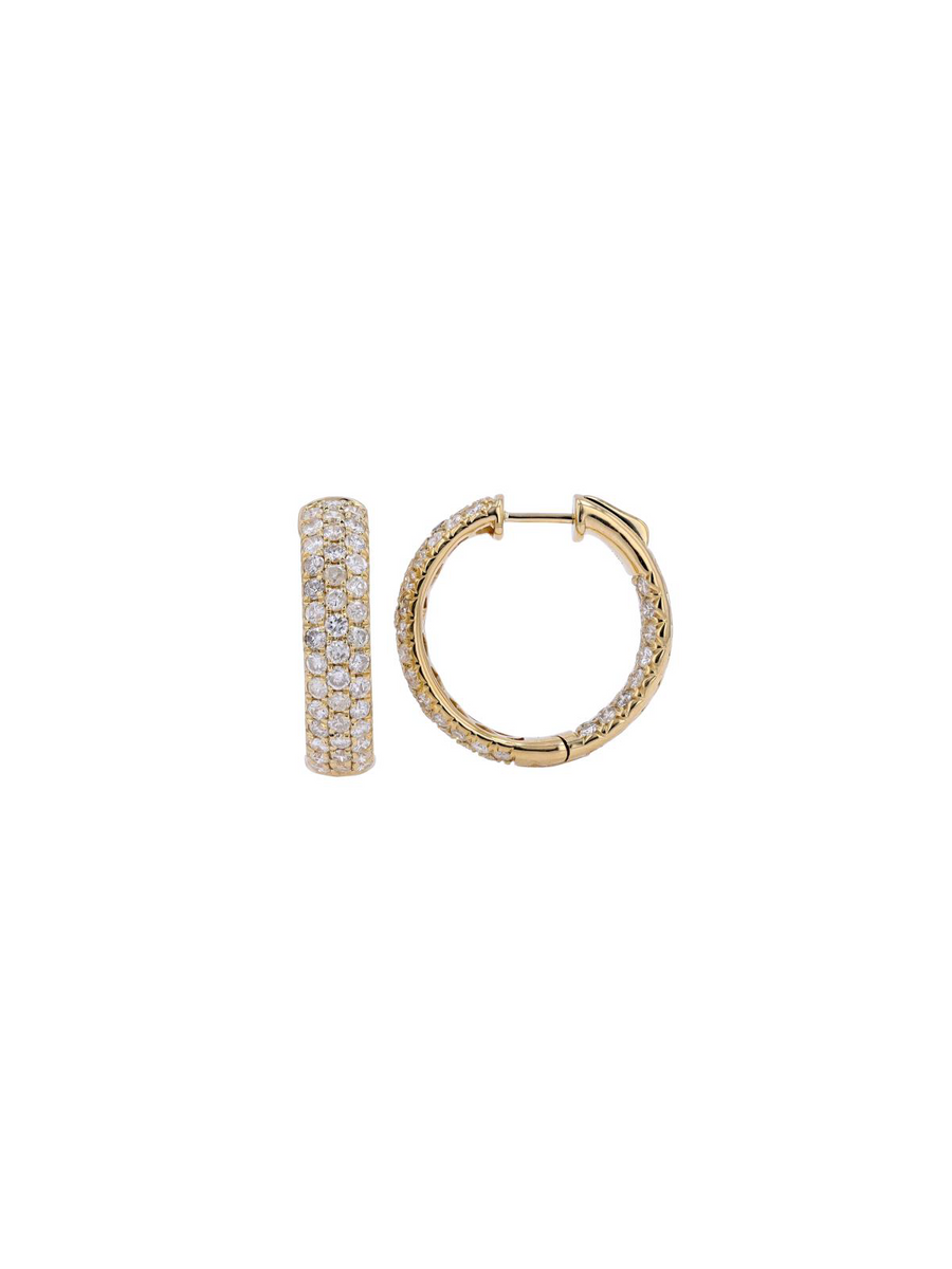 4.05ct Diamond 14K Gold Inside Out Hoop Earrings