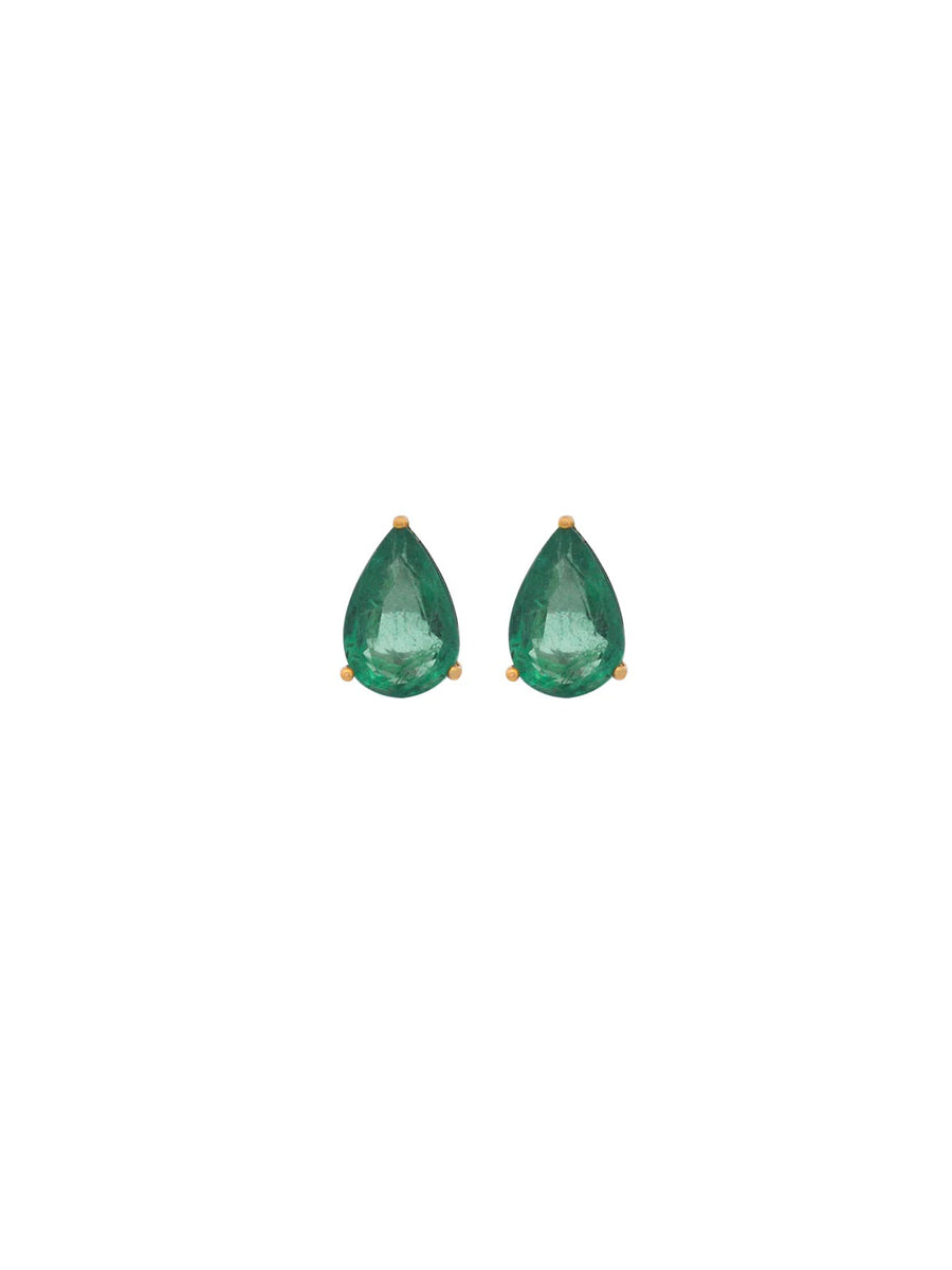 2.49ct Emerald 18K Gold Pear Stud Earrings
