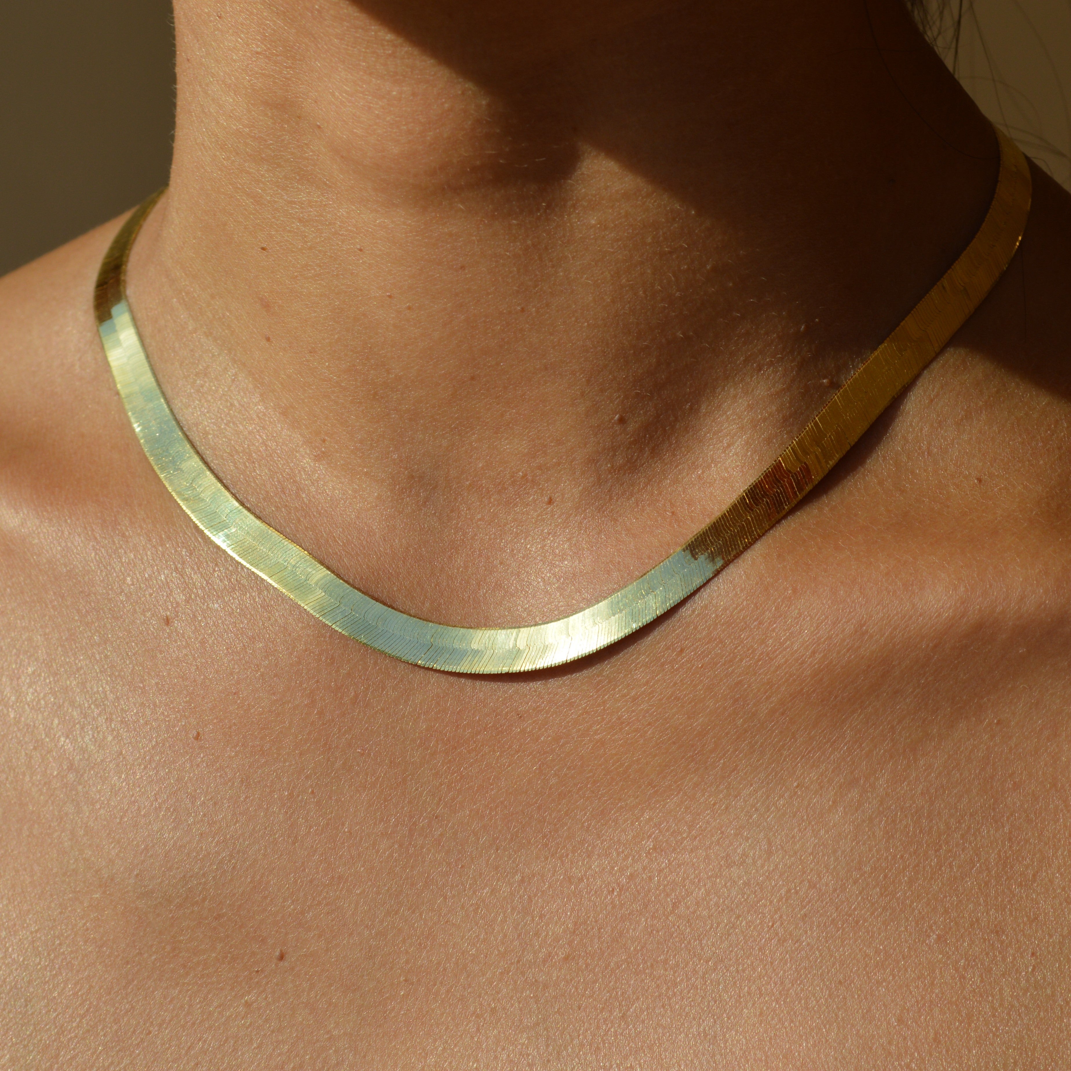 14K Gold 10mm Herringbone Chain Necklace – Wish Fine Jewelry