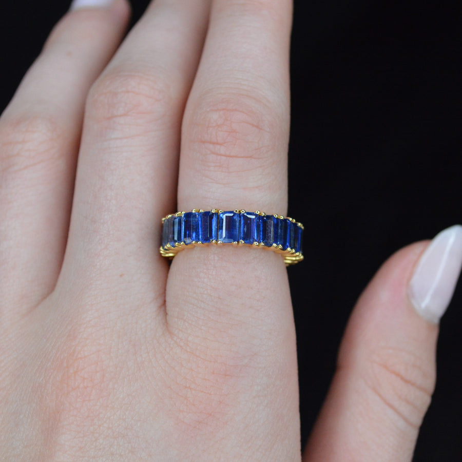 4.50ct Sapphire 14K Gold Eternity Band Ring