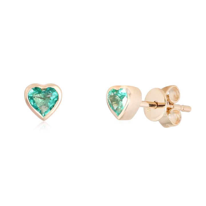0.42cts Ruby 14K Gold Heart Stud Earrings