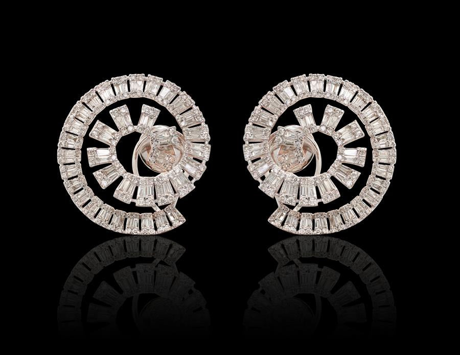 3.96ct Diamond 14K Gold Spiral Statement Earrings