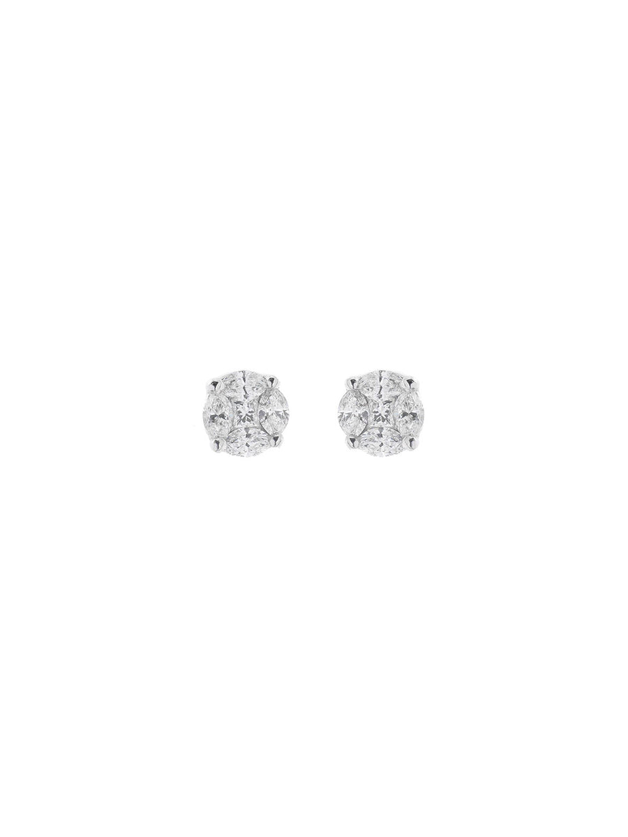 0.66cts Diamond 18K Gold Illusion Stud Earrings