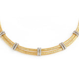 4.30ct Diamond 18K Italian Gold Textured Choker Necklace
