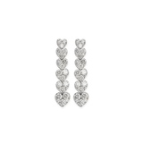 2.00ct Diamond 18K Gold Graduated Heart Linear Dangle Earrings