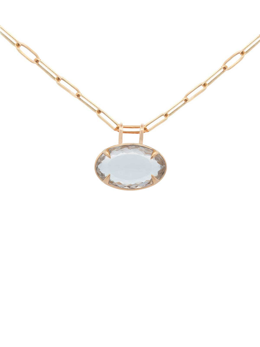 31.55ct White Topaz 18K Gold Oval Pendant