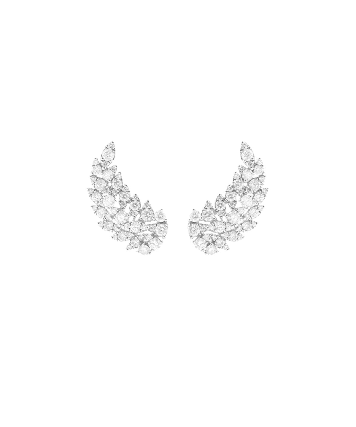 2.30ct Diamond 18K Gold Leaf Climber Earrings