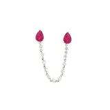 1.98ct Diamond Ruby 18K Gold Pear Chain Link Single Earring