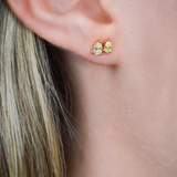 0.64ct Fancy Yellow Diamond 18K Gold Double Pear Cut Stud Earrings