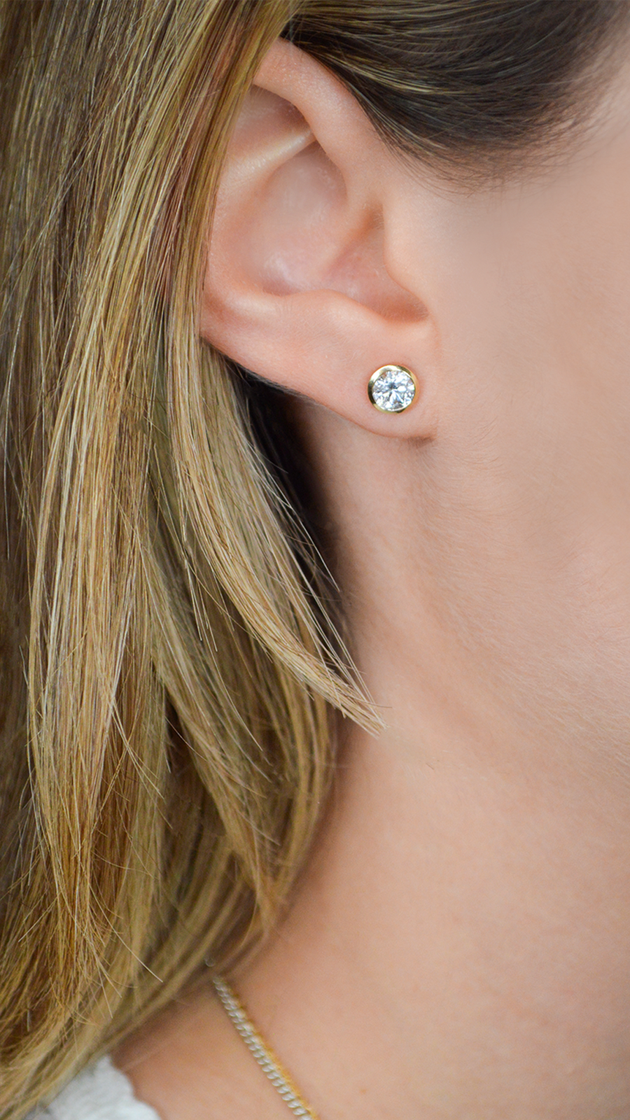 1.00ct Diamond 14K Gold Bezel Stud Earrings