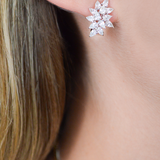 1.90ct Diamond 18K Gold Pear Cut Cluster Earrings