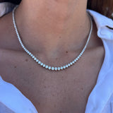 13.70ct Diamond 14K Gold Graduated Tennis Necklace