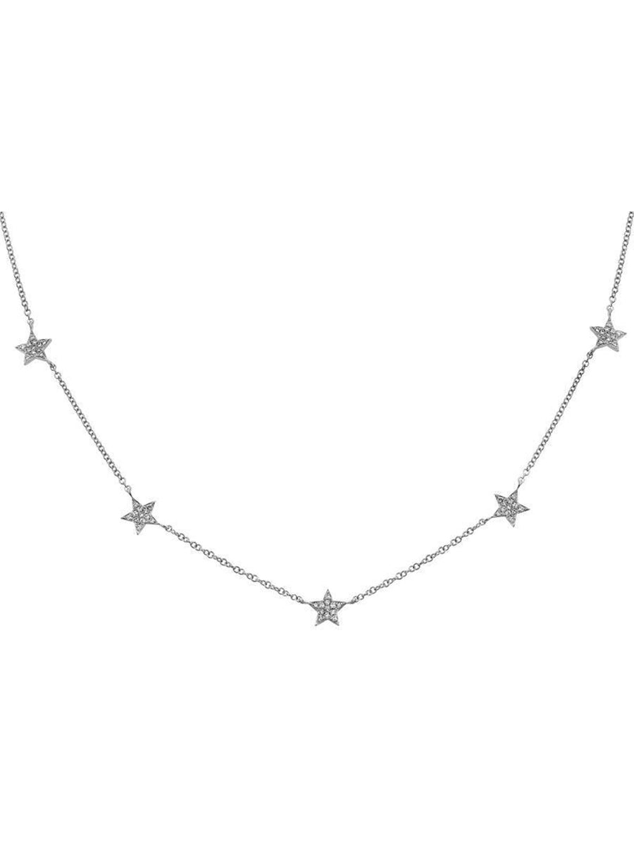 0.75ct Diamond 18K Gold Star Station Necklace