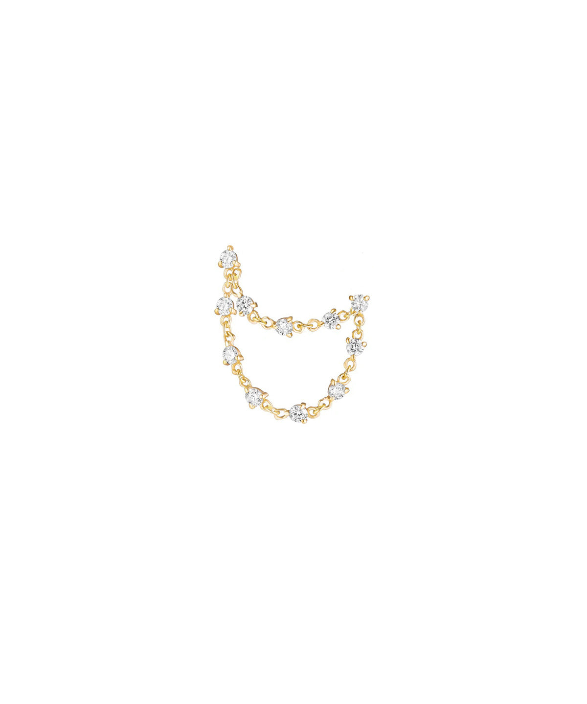 0.88ct Diamond 18K Gold Single Draped Chain Earring
