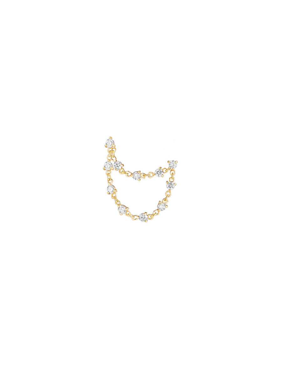 0.44ct Diamond 18K Gold Single Draped Chain Earrings