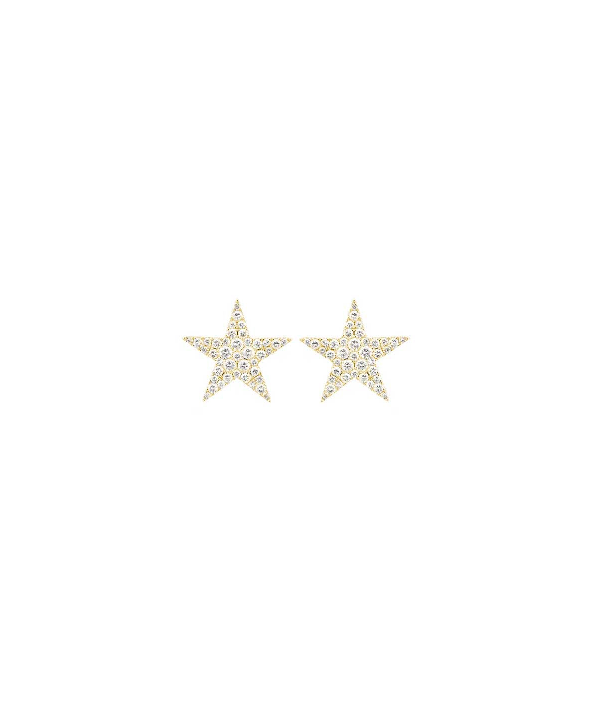 0.76ct Diamond 14K Gold Pave Star Earrings