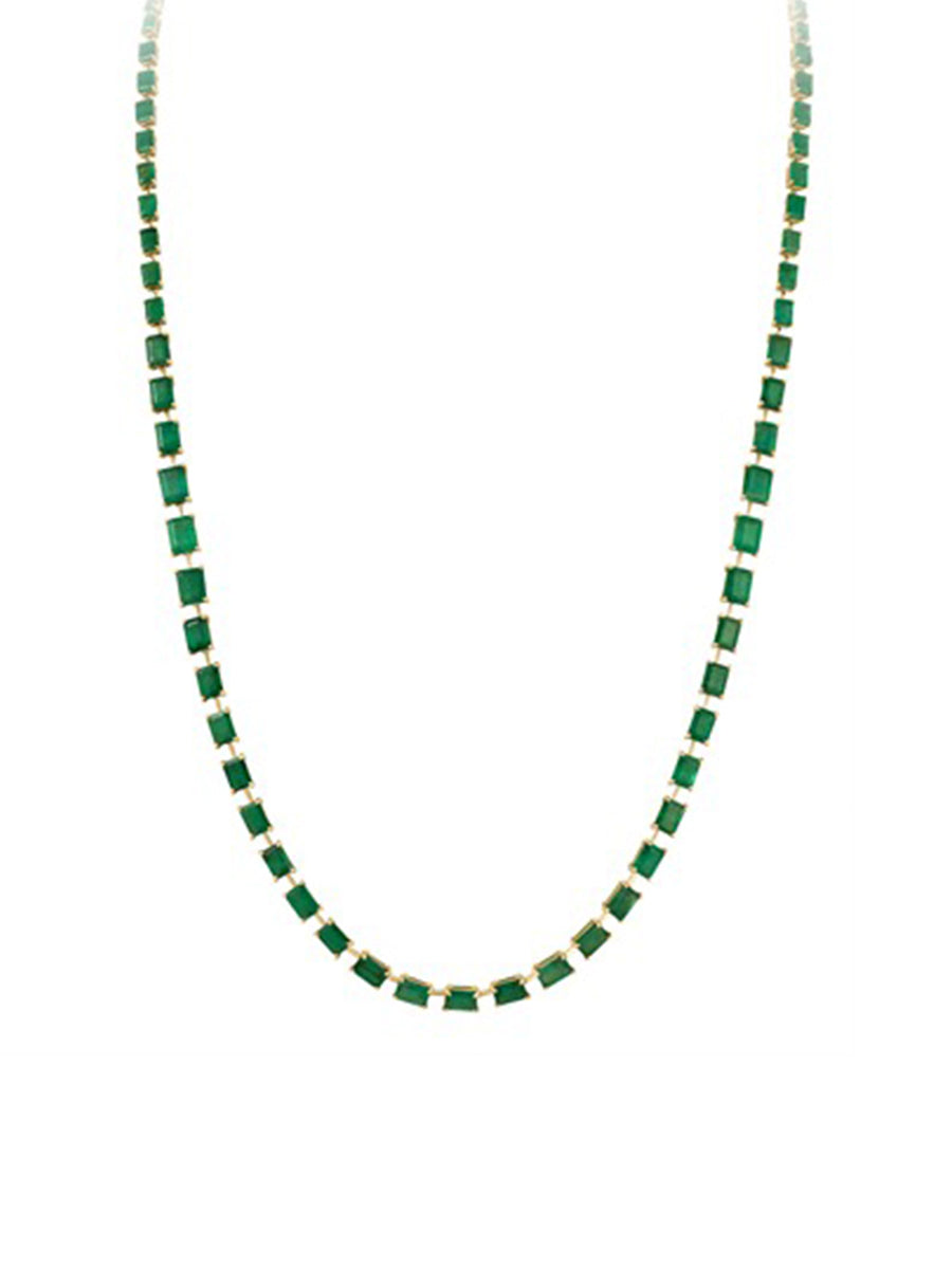 45.39ct Emerald 18K Gold 30'' Link Tennis Necklace