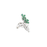 3.42ct Diamond Emerald 18K Gold Bypass Ring