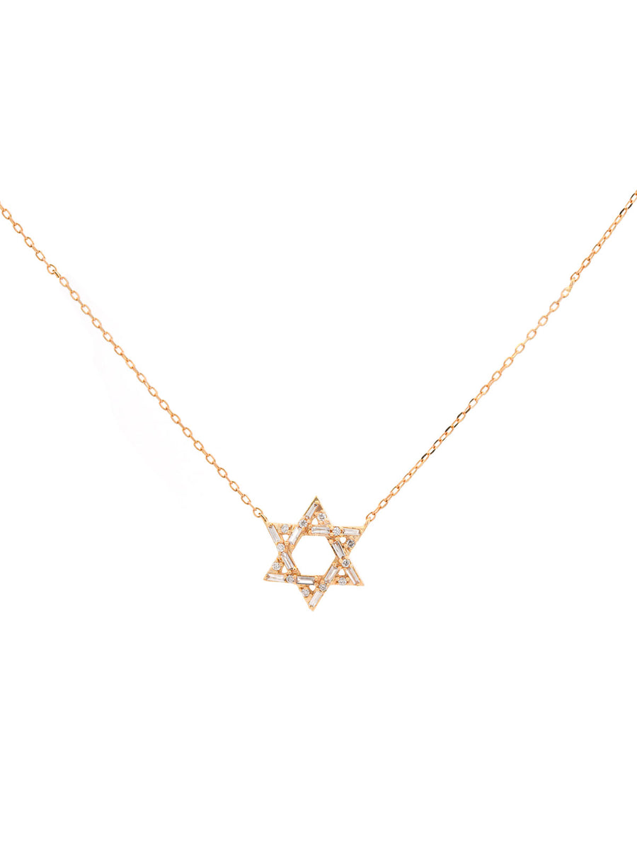 0.20ct Diamond 18K Gold Star of David Necklace