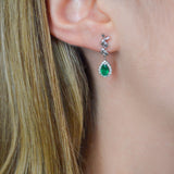 1.13ct Diamond Emerald 14K Gold Dangle Drop Earrings