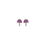 0.40ct Diamond Pink Sapphire 14K Gold Mushroom Stud Earrings