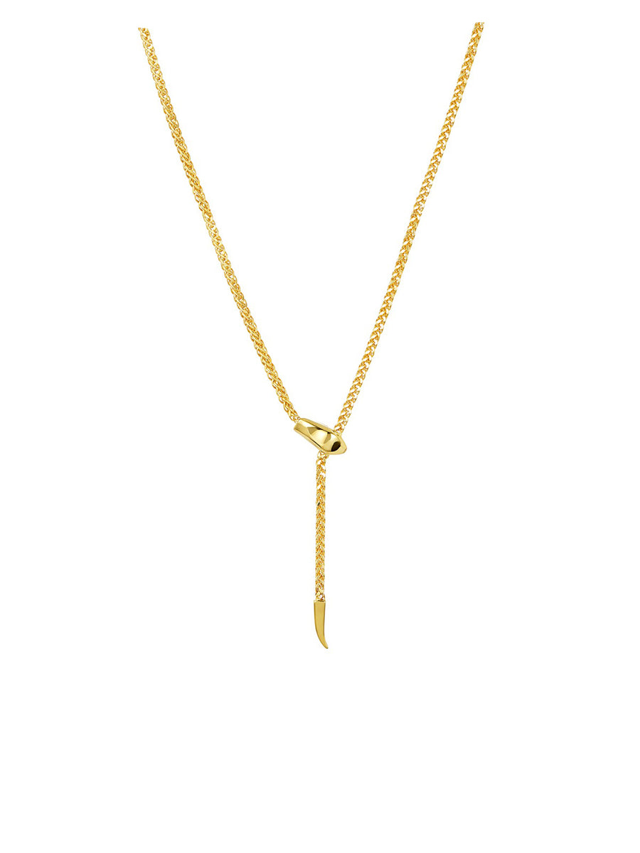 14K Gold Medium Snake Wheat Adjustable Lariat Necklace