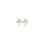 0.27ct Diamond 14K Gold Mushroom Stud Earrings