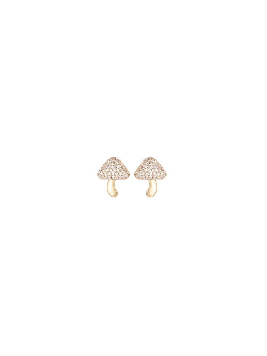 0.27cts Diamond 14K Gold Mushroom Stud Earrings