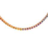 20.31ct Multi Color Sapphire 14K Gold Bezel Cut Half Necklace