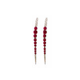 2.00ct Diamond Ruby 18K Gold Graduated Climber Drop Earrings