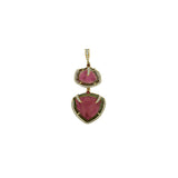 23.67ct Diamond Watermelon Tourmaline 18K Gold Drop Pendant