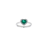 0.69ct Diamond Emerald 18K Gold Heart Halo Ring