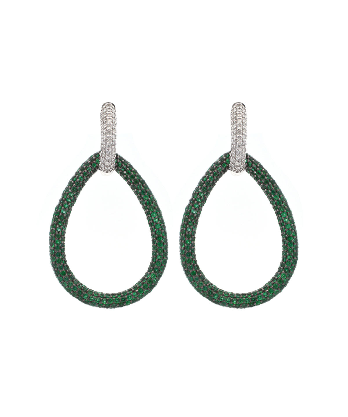 5.92ct Emerald Diamond 14K Gold Open Teardrop Earrings