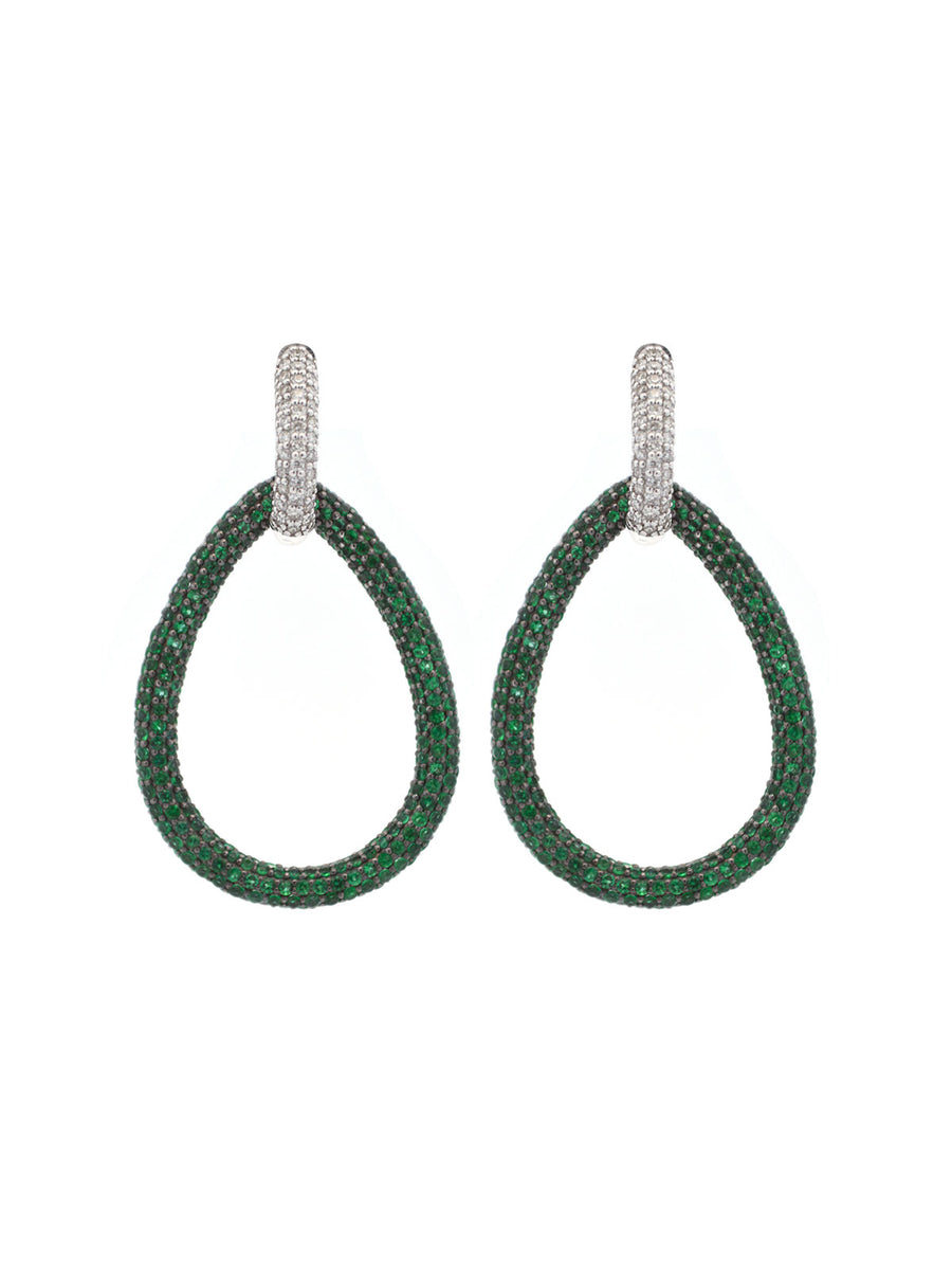 5.92ct Emerald Diamond 14K Gold Open Teardrop Earrings