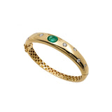 3.02ct Diamond  Emerald 18K Gold Flush Bangle Bracelet