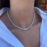 12.19ct Diamond 18K Gold Graduated Tennis Necklace