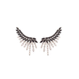 2.14ct Black Diamond 18K Gold Wing Climber Earrings