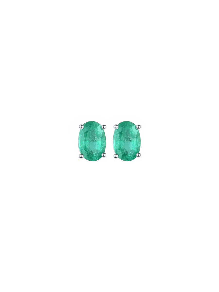 5.80ct Emerald 18K Gold Oval Stud Earrings