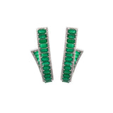 12.48ct Diamond Emerald 18K Gold Curved Earrings