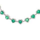 35.67ct Emerald 18K Gold Heart Tennis Necklace
