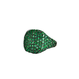 2.41ct Emerald 18K Gold Pave Signet Ring