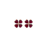 4.28ct Ruby 18K Gold Heart Cut Clover Stud Earrings