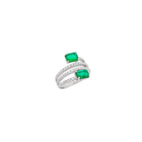 2.25ct Diamond Emerald 18K Gold Spiral Ring