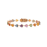 11.23ct Multi Sapphire 18K Gold Heart Link Bracelet