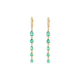 2.11ct Diamond Emerald 14K Gold  Huggie Dangle Drop Earrings