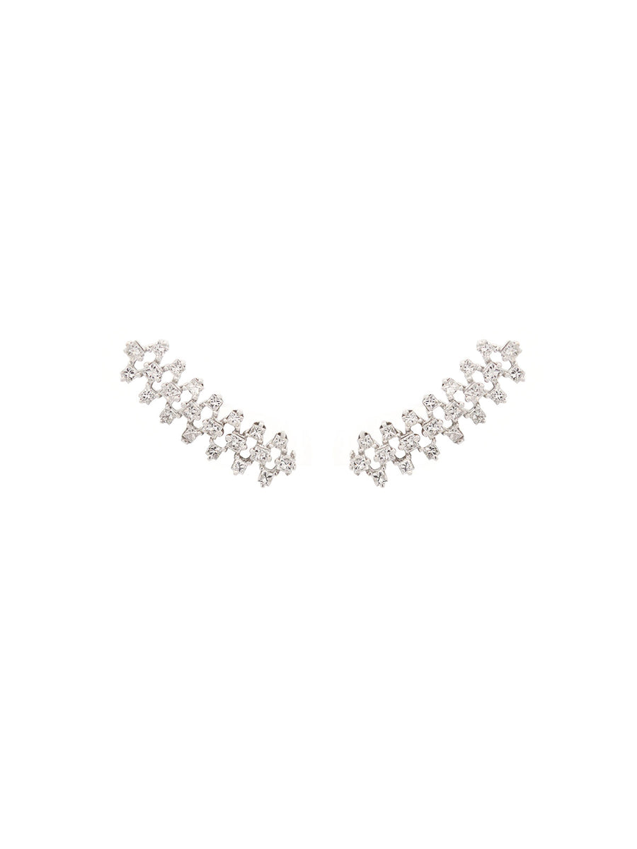 1.30ct Diamond 18K Gold Princess Cut Climber Earrings