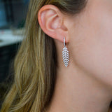 0.89ct Diamond 14K Gold Pave Leaf Dangle Drop Earrings